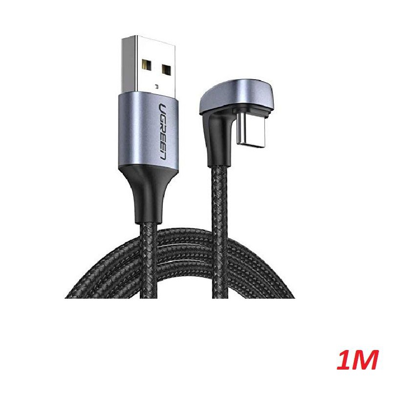Ugreen 70313 1M bẻ chữ U màu đen cáp USB type C sạc nhanh đầu bọc nhôm chống nhiễu US311