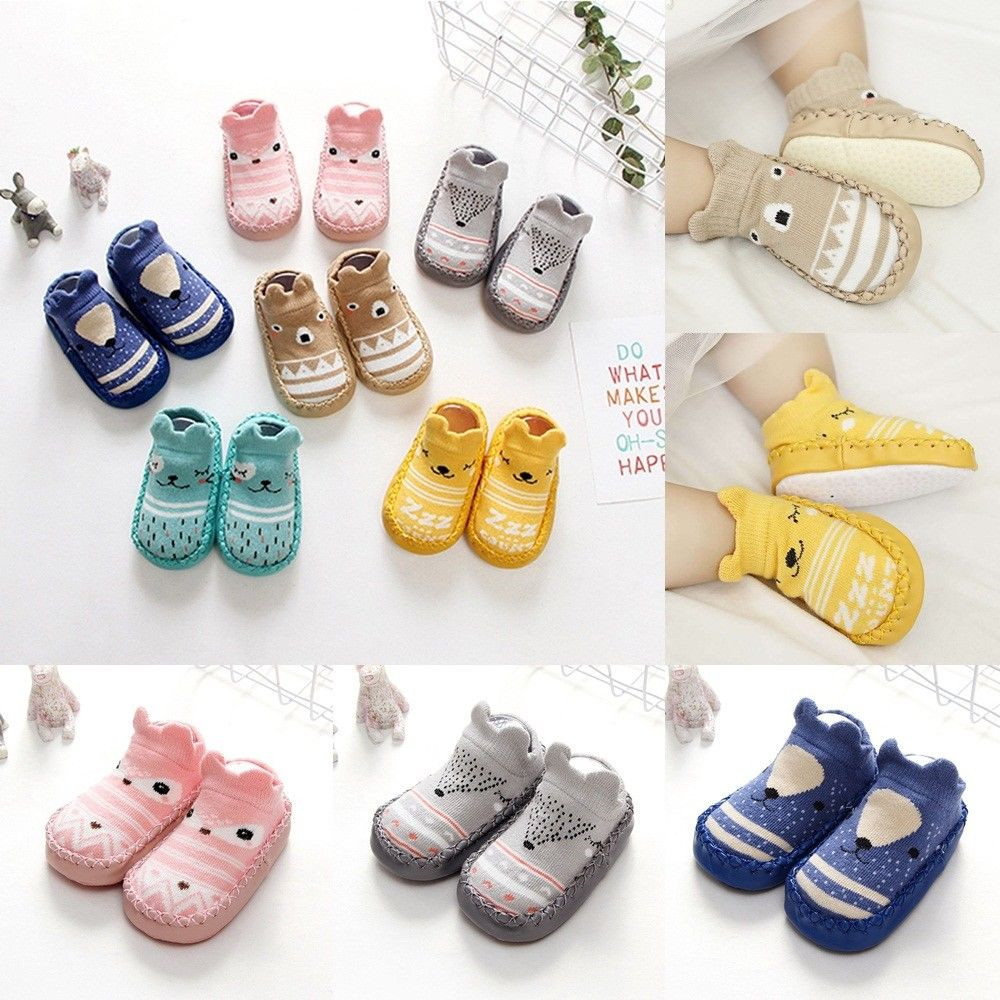 MELODG Newborn Cotton Floor Socks Comfort Infant Crib Shoes Anti Slip Shoes Baby Socks Toddler Indoor Soft Kids Booties/Multicolor