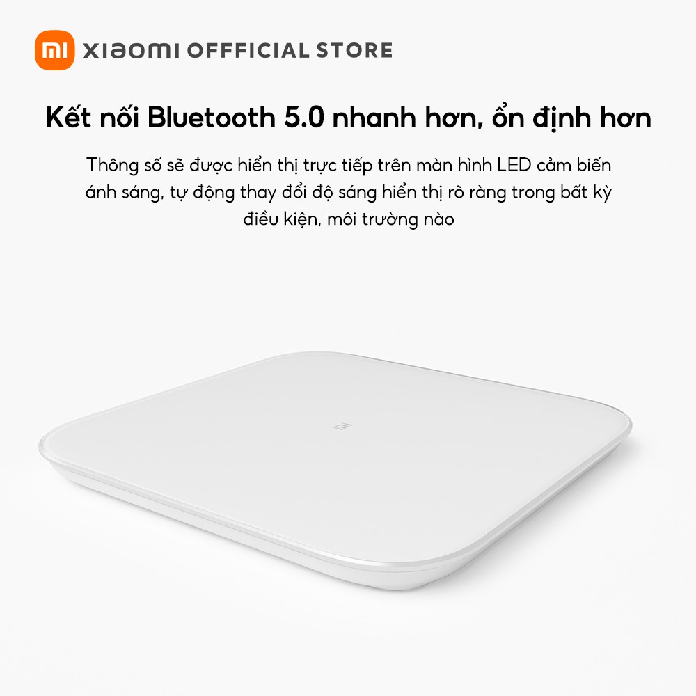 Cân Điện Tử Xiaomi Smart Scale 2 - Bluetooth Low Energy 5.0 - Màn hình LED ẩn - Kính cường lực bền và đẹp - Chính hãng