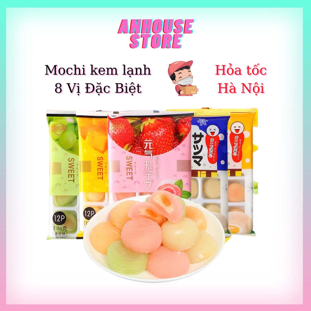 BÁNH MOCHI KEM LẠNH VỊ HOA QUẢ (12 bánh) - GÓI 180gr