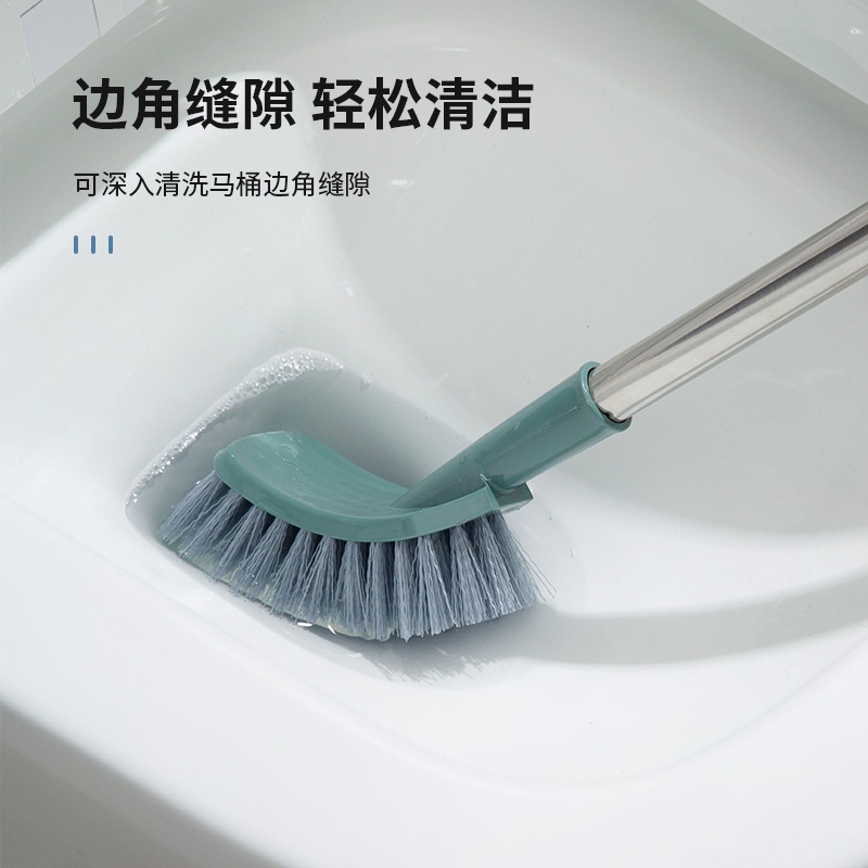 Bàn Chải Chà Toilet Đầu Vuông Cán Dài Lông Mềm Có Thể Gắn Tường Không Góc Chết