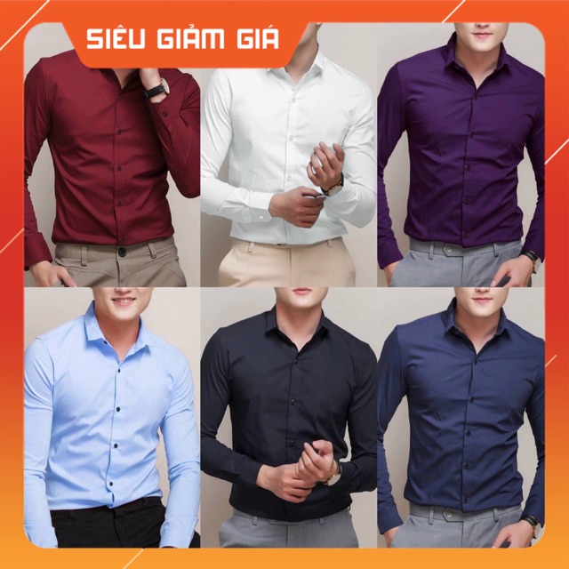 ÁoSơ Mi Dài Tay Nam Vải Lụa Cao Cấp - Chống Nhăn - Form Slimfit Cực Đẹp