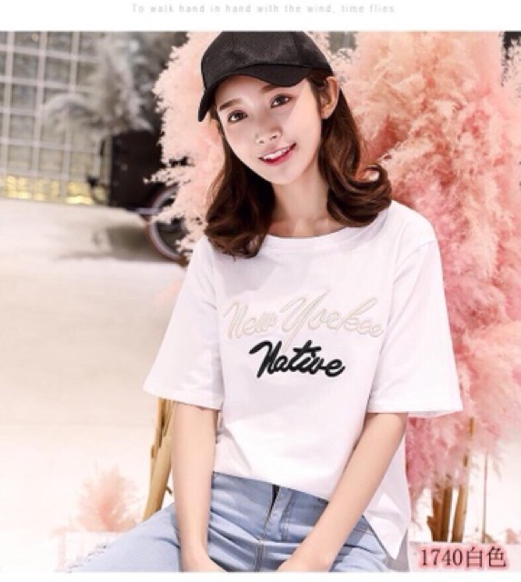 Áo thun nữ tay ngắn cổ tròn in chữ  dễ thương F49