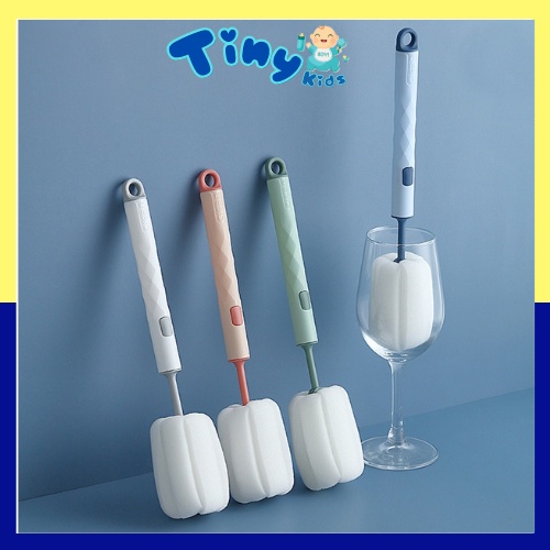 Cọ Bình Sữa Mút Xốp Có Tay Cầm Dài Xoay 360 độ Cọ Bình Sữa, Chai Tiện Dụng Có Thay Thế Đầu Mút - Tiny Kid