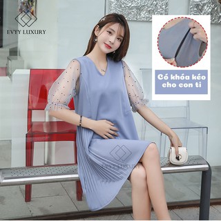 Váy Cho Con Bú Ti Có Khóa Kéo Tiện Lợi Đi chơi Đi Làm Che Khuyết Điểm Cho Mẹ Sau Sinh