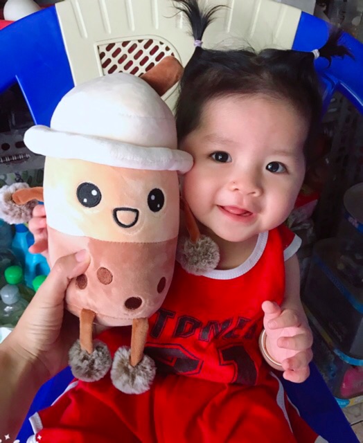 GẤU BÔNG LY TRÀ SỮA 65cm Miniso Mềm Nhũng,Co Giãn,Siêu Mịn