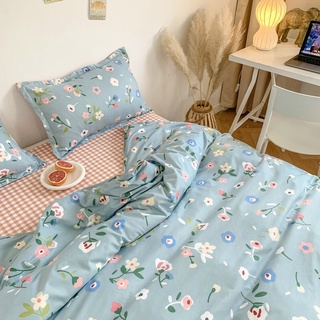 Trọn Bộ 4 Món Chăn Ga Gối Mền Cotton Poly. Thương Hiệu Evily Mẫu HOA NHÍ PHỐI XANH.Limiti Shop