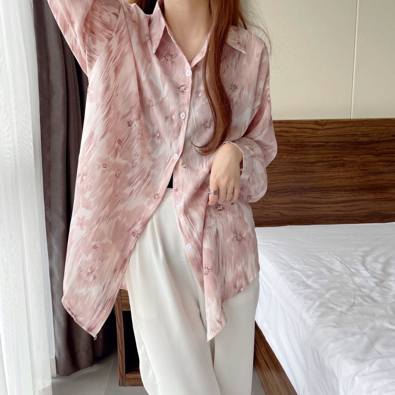 Áo Sơ Mi Nữ Tay Dài In Hoa Phong Cách Phương Tây Thời Trang Mùa Thu