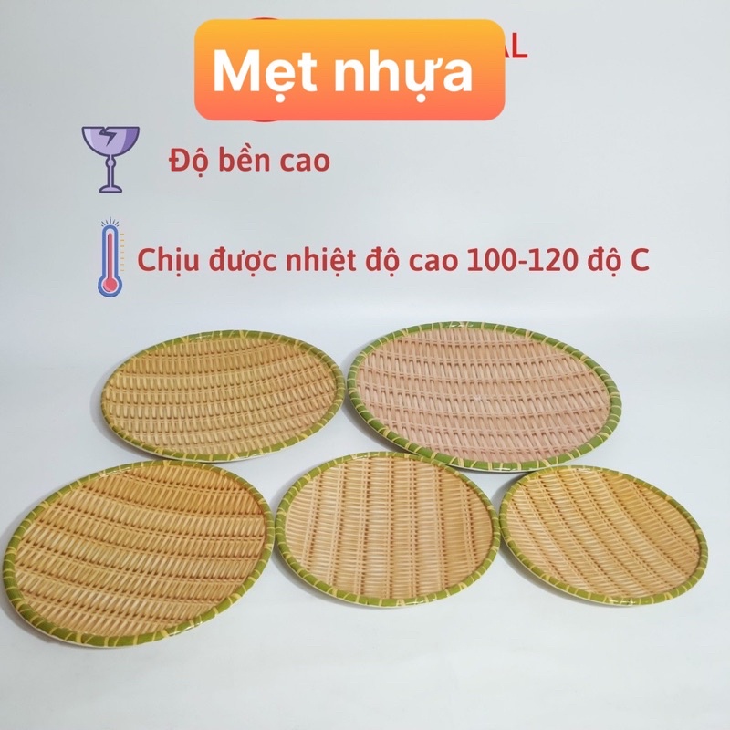 Đĩa Phíp Giả Tre Đan - Mẹt Đựng Đồ Ăn - Bún đậu