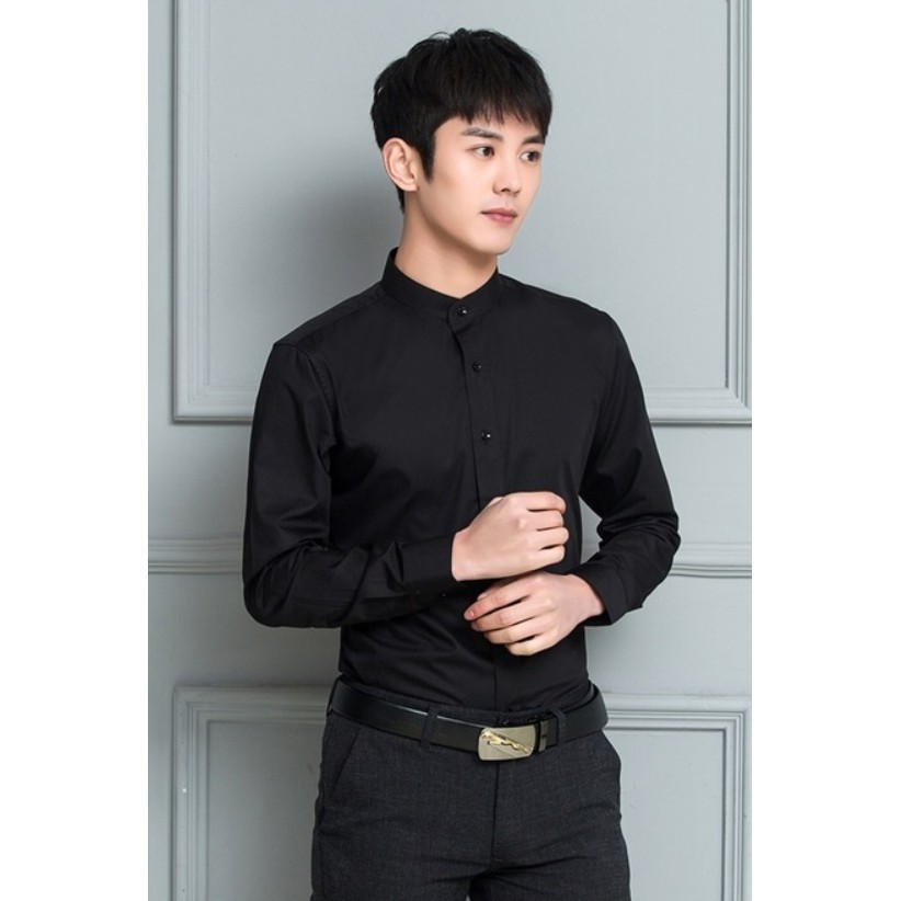 Áo Sơ Mi Nam Cổ Tàu Dài Tay vineto SMT01, sơ mi nam cổ tàu màu trắng | BigBuy360 - bigbuy360.vn