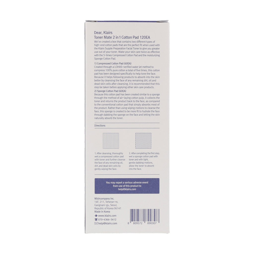 Toner Mate 2 in 1 Cotton Pad 120ea