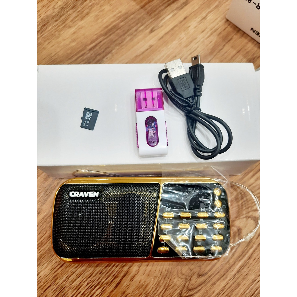 Loa CRAVEN CR-853, 3 Pin siêu khỏe, Nghe pháp/Bé học tiếng Anh/USB/thẻ nhớ/đài FM