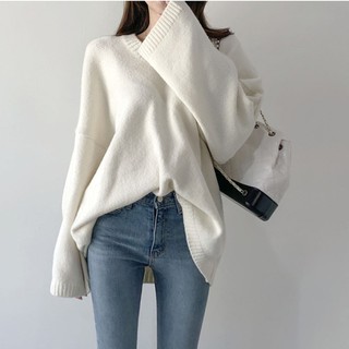 Áo len Cashmere cổ chữ V phong cách thời trang hàn quốc