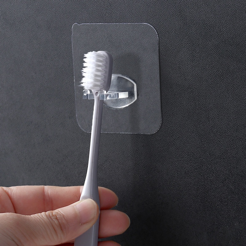 Set 4 móc treo bàn chải đánh răng dán tường trong suốt
