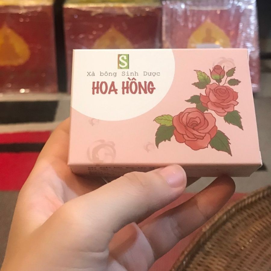 Xà bông-Xà phòng Hoa Hồng Sinh Dược 100% thiên nhiên tắm gội rửa mặt hương hoa hồng đặc trưng thơm nhẹ nồng nàn quyến rũ