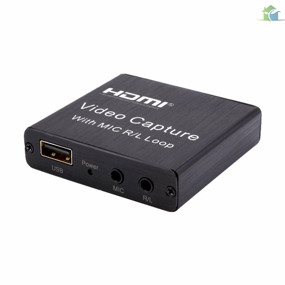 YOUP  Video Audio Capture Card USB 2.0 HD 1080P 4K Video Converter HD Loop Out Mic Input Audio Out Plug and Play for Game Video Recording Live Sreaming Broadcast Teaching