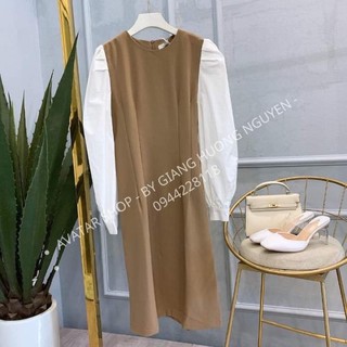 Váy pha tay trắng đen be dành cho nữ