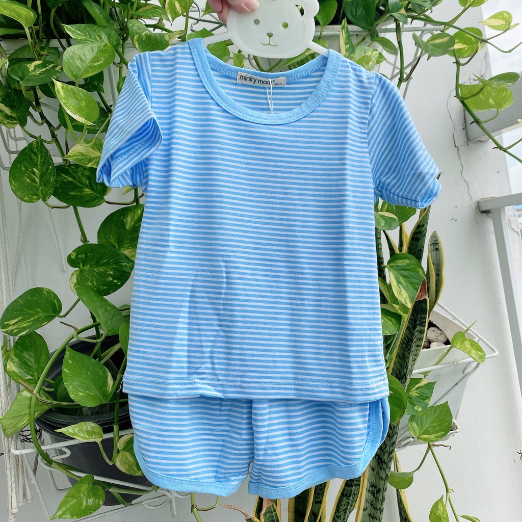 Đồ bộ MINKY MOM size đại cho bé trai bé gái cộc thun sọc, bộ quần áo trẻ em monky mặc nhà cho bé 1 2 3 4 5 6 7tuổi BC027