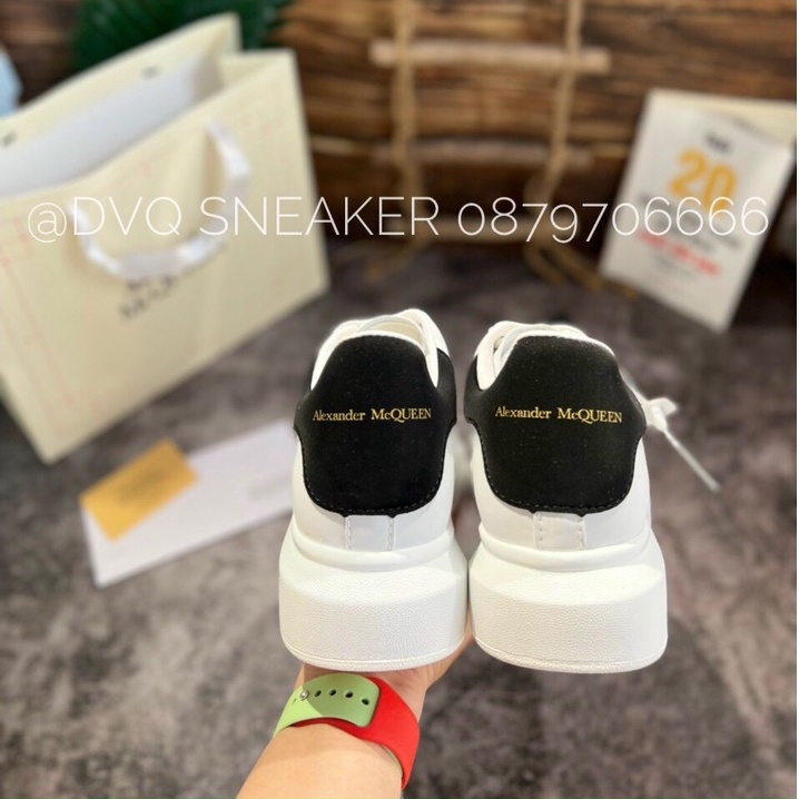 Giày Thể Thao Độn Đế MC Queen Gót Đen Màu Trắng nâng chiều cao nam nữ