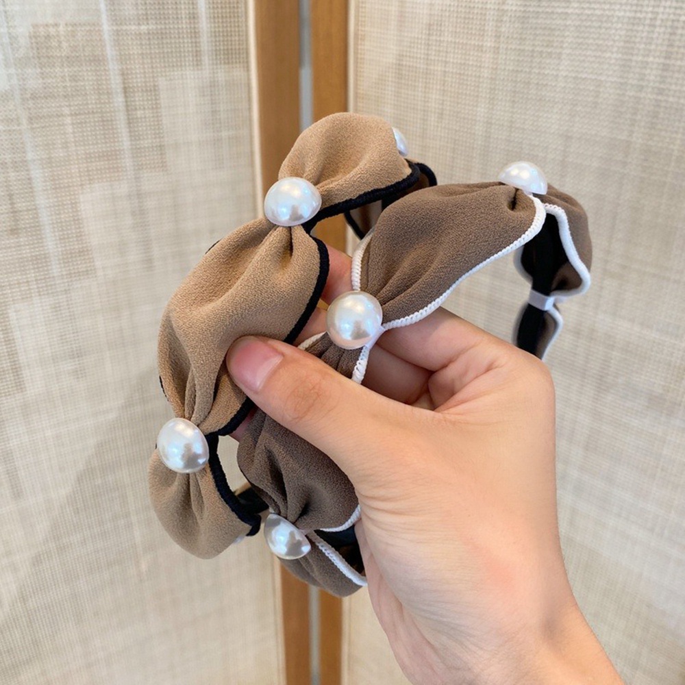 Băng Đô Cài Tóc Bản Rộng Đính Ngọc Trai Đơn Giản Phong Cách Retro Pháp Thời Trang Cho Nữ