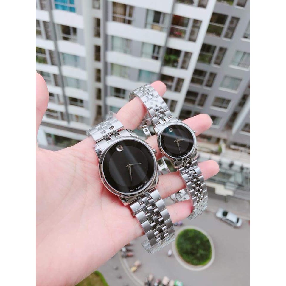 Đồng Hồ Nam Movado Black Museum 0606504 & Nữ Movado Black Museum 0606505 Authentic