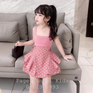 SET 2 DÂY CHÂN VÁY CHẤM BÍ CHO BÉ GÁI