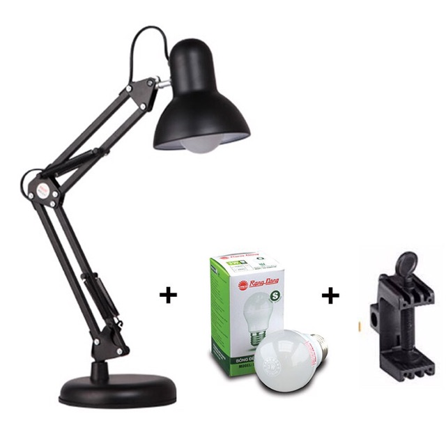 (Rẻ Nhất) Đèn bàn, đèn kẹp bàn Dpx03 + Bóng LED 3W RĐ + Chân kẹp