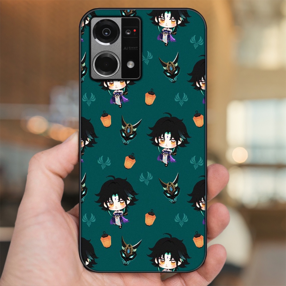 Ốp lưng Oppo Reno 7 4G viền đen in hình Xiao Genshin Impact
