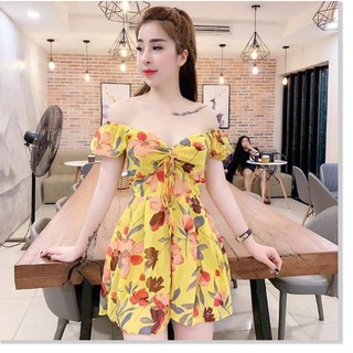 Jum xòe giả váy rút dây ngực tay phồng duyên dáng