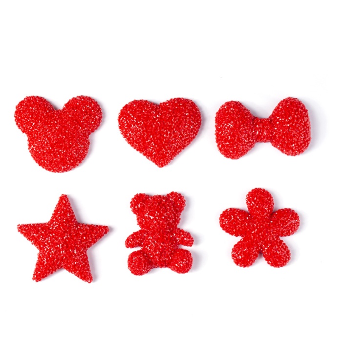 Charm đỏ đính tinh thể dạng diamond hình tim, ngôi sao, gấu cho các bạn trang trí Jibbitz, vỏ ốp điện thoại, slime, DIY