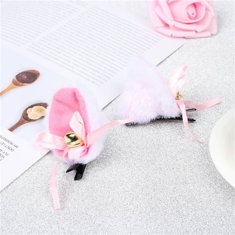 1 cặp băng đô tai mèo bằng lông mềm mại phong cách lolita