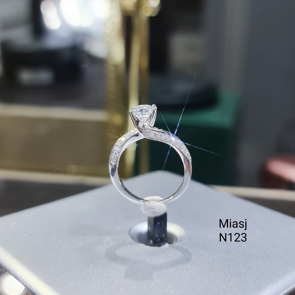 Nhẫn bạc Ý S925 nữ MiASJ 4 chấu kết đá bản mỏng nhẹ nhàng N123