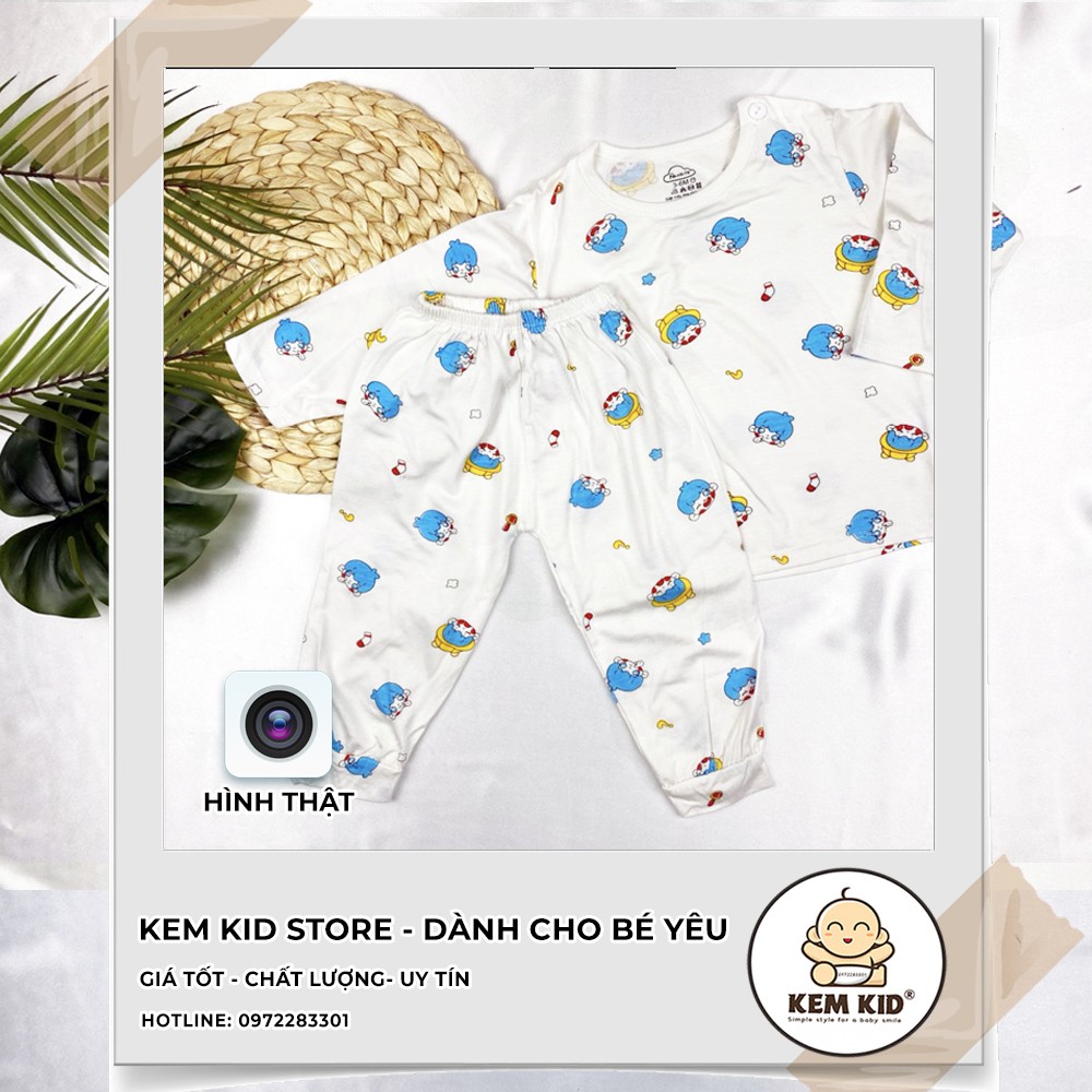 Bộ Avaler dài tay họa tiết hoạt hình cute vải thun lạnh siêu mát, mềm mịn thấm hút mồ hôi cho bé