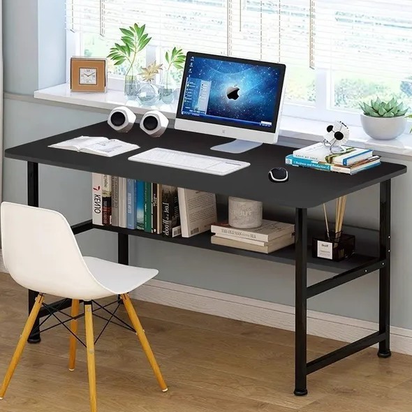 Bàn làm việc, học tập, bàn kệ lửng chân sắt sơn tĩnh điện, full phụ kiện | BigBuy360 - bigbuy360.vn