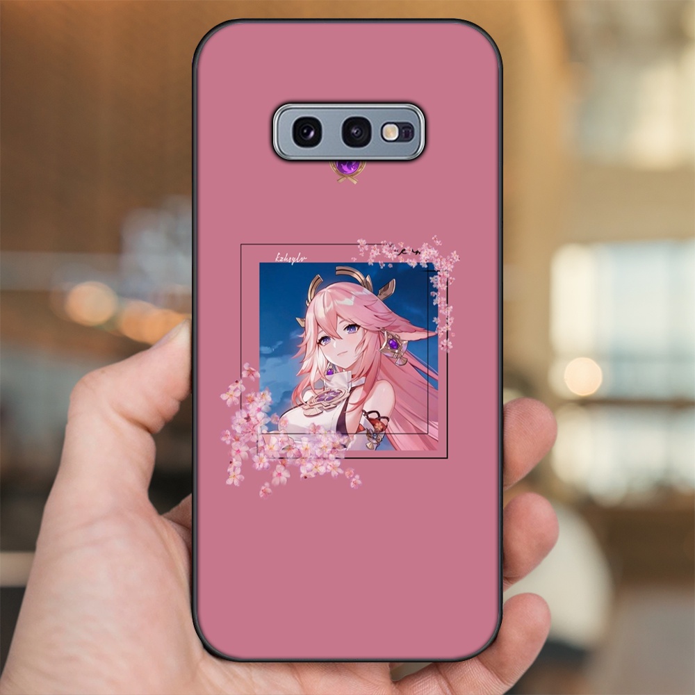 Ốp lưng Samsung S10e viền đen in hình Yae Miko Genshin Impact
