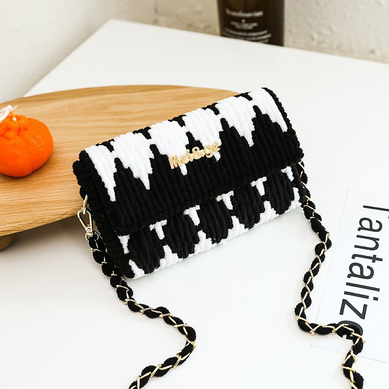Túi tự đan handmade len phối màu răng cưa có video hướng dẫn Kawaii_Handmade
