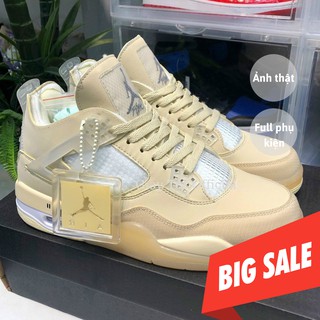 Giày jordan 4 vàng kem cát retro sail bản siêu cao cấp full phụ kiện jd4 jd 4 nam nữ ảnh thật - giày tốt official