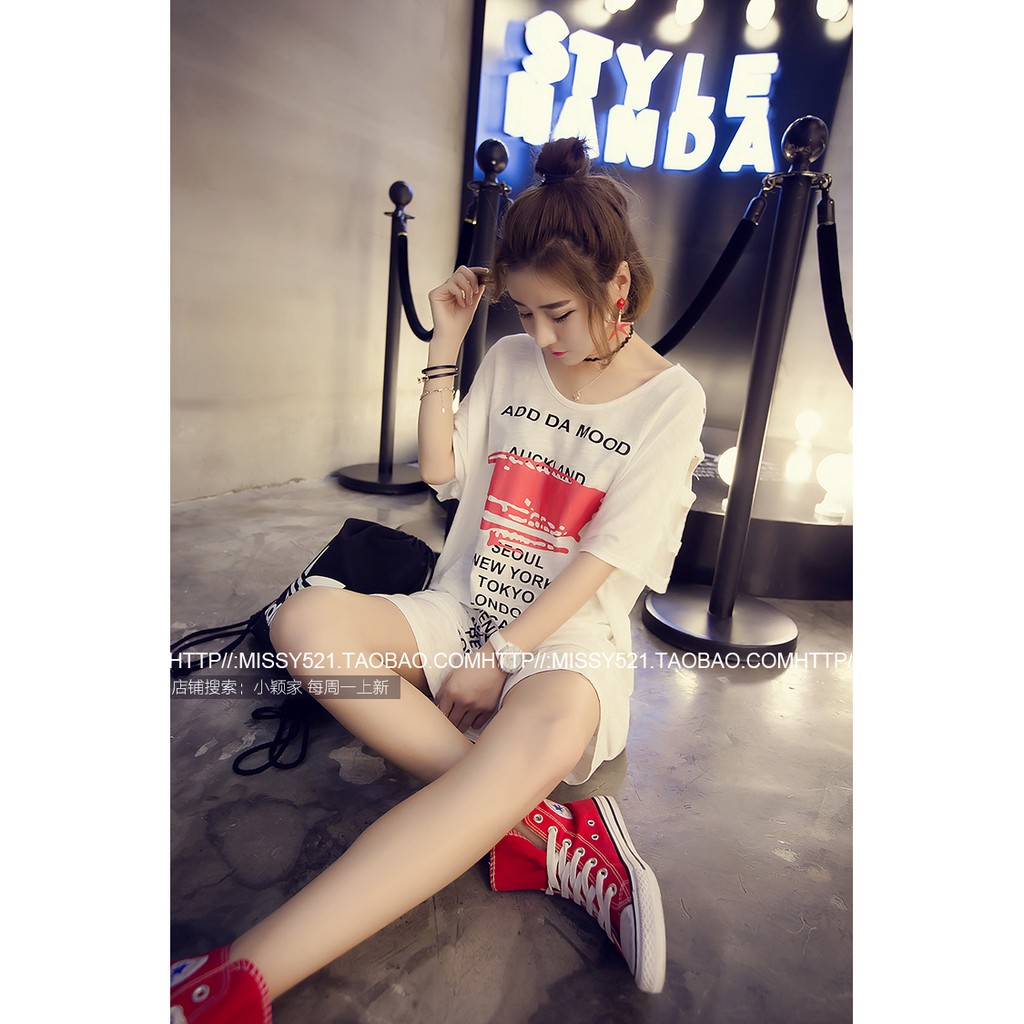 Đầm Thun Tay Lỡ Dáng Rộng In Họa Tiết Hoạt Hình Phong Cách Hàn Quốc Thời Trang Cho Nữ