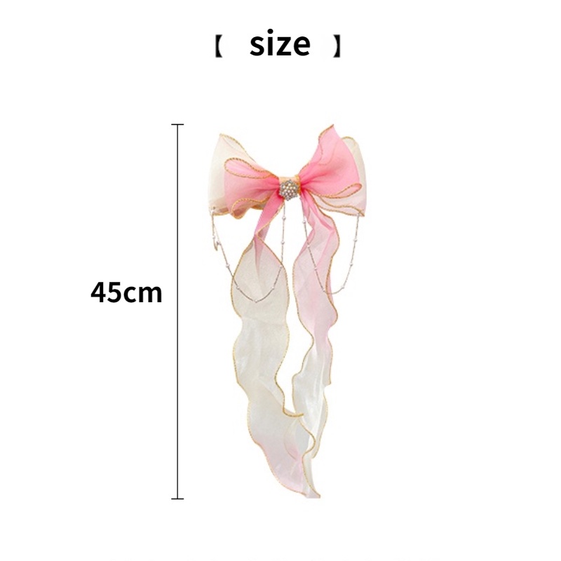 Kẹp Tóc Dài Phối Nơ Lưới Thời Trang Hàn Quốc