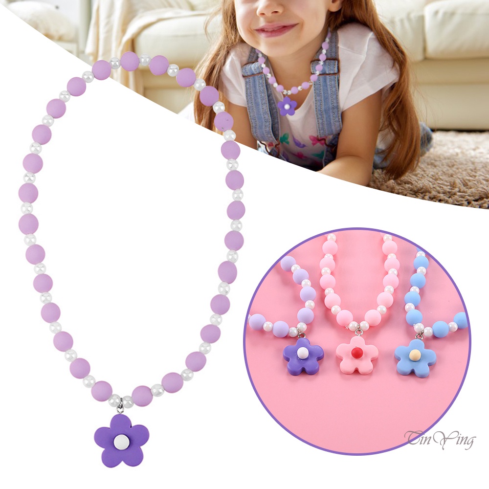 GETNOIVAS Vòng cổ Mặt Hình Hoa Đính Ngọc Trai Trắng Dễ Thương Cho Nữ