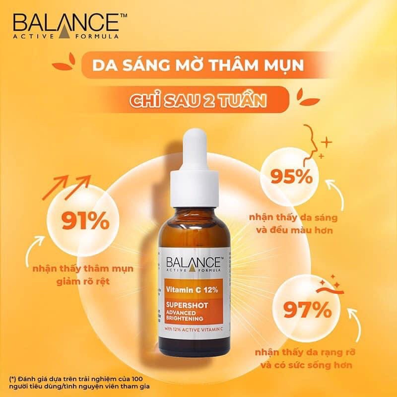 Tinh Chất Sáng Da, Mờ Thâm Mụn, Giảm Thâm Nám Balance Active Formula 12% Vitamin C Supershot