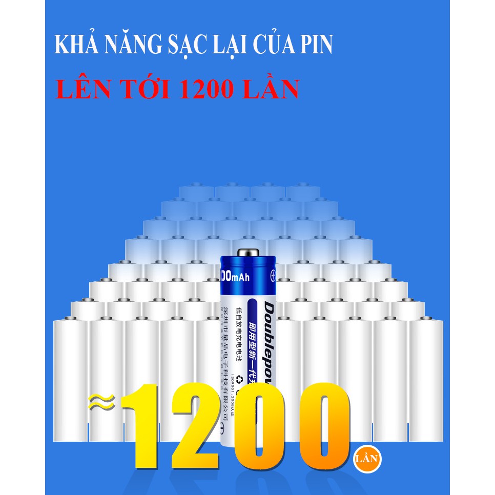 [Hàng chuẩn] Hộp 4 viên Pin AA sạc lại Doublpow dung lượng 1200mAh