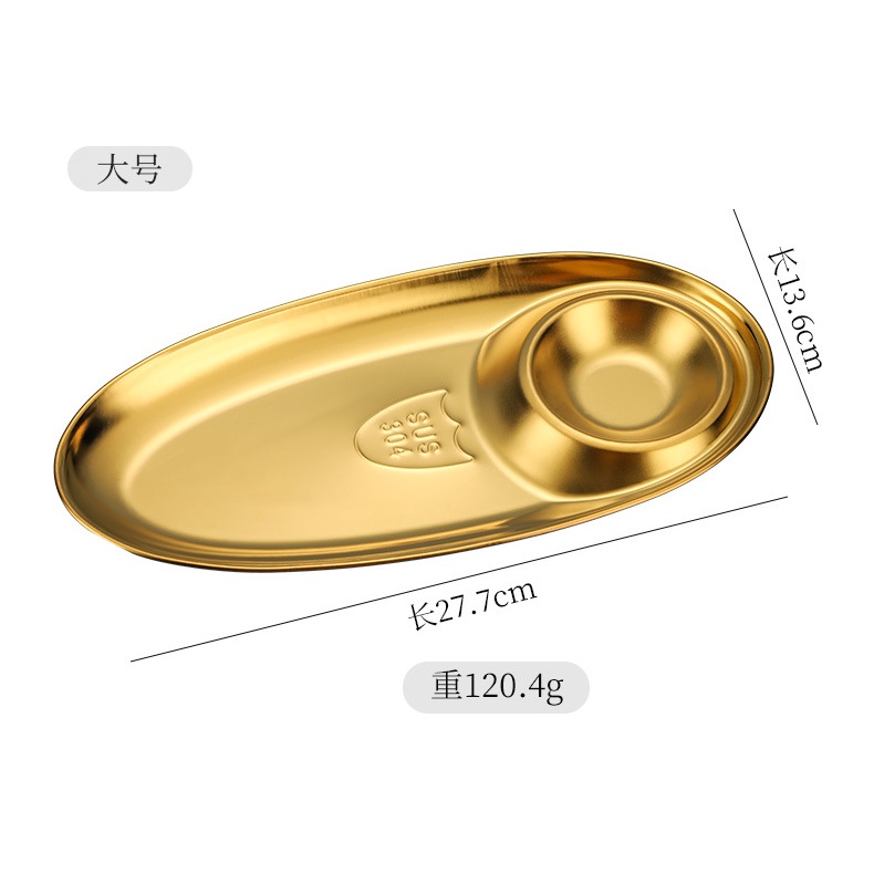 Oukeai Đĩa Đựng Thức Ăn Bằng Thép Không Gỉ 304 Phong Cách Hàn Quốc