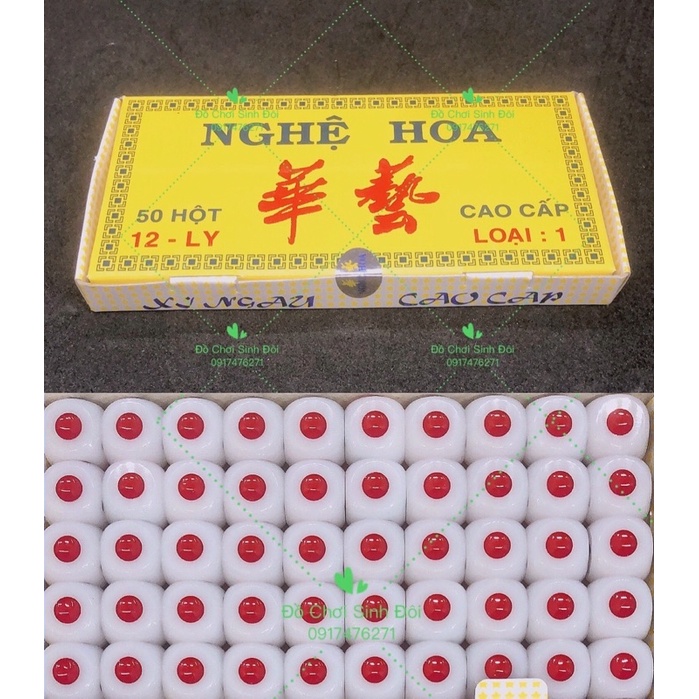 xí ngầu cao  cấp nghệ hoa - hộp 50 viên