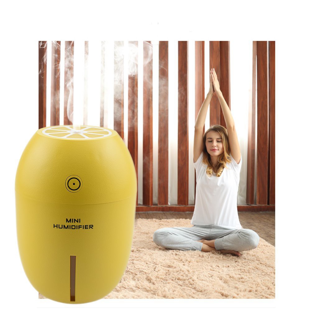 Máy khuếch tán tinh dầu cao cấp Lemon Humidifer cáp sạc USB tặng kèm tinh dầu sả chanh 10 ml