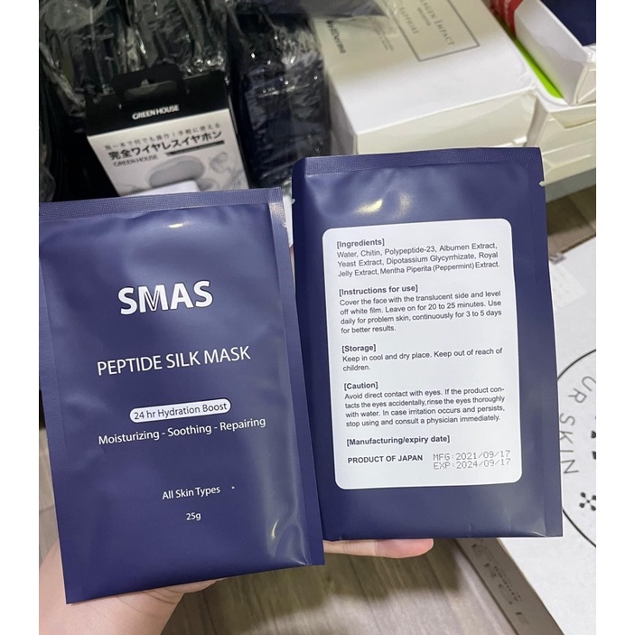 Mặt nạ SMAS Peptide Silk thần thánh giải quyết các vấn đề khô rát bong da, đỏ da do retinol, tretinol, peel da,...