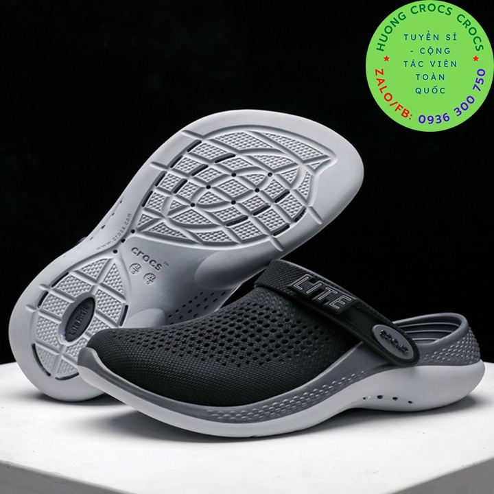 DÉP SỤC CROCS LITERIDE PACER 360 CHO CẢ NAM VÀ NỮ MÀU ĐEN CHUẨN XỊN FULL BOX