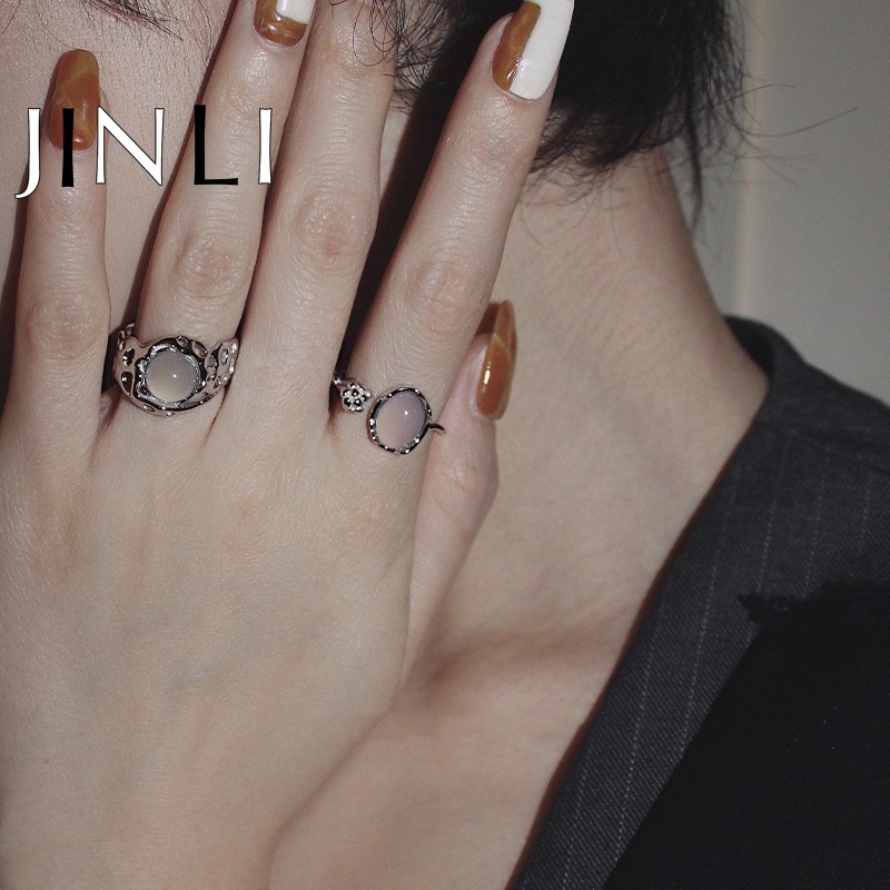 Nhẫn hợp kim đính đá Opal nhân tạo thời trang cho nữ