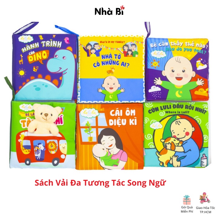 Sách Vải Giáo Dục Sớm Cho Bé 0-4 Tuổi - Đa Tương Tác Lật Mở Song Ngữ - Lalala Baby