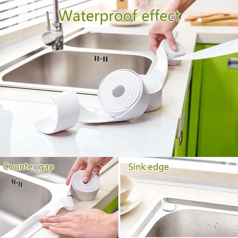 3.2m*2.2cm Wall Corner Sealing Adhesive Tape PVC Waterproof Self Adhesive Tile Crack Sink Edge Repair Sealant Tape Kitchen Bathroom